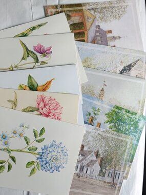 Set of 10 Colonial Williamsburg Greeting Cards - Buildings and Flowers